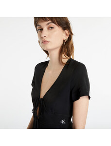 Φορέματα Calvin Klein Jeans Crepe Short Sleeve Midi Dress Black