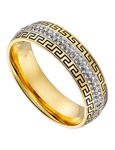 AMOR AMOR Δαχτυλίδι Από Ατσάλι Επιχρυσωμένο Με Μαίανδρο Και Ζιργκόν AS30877