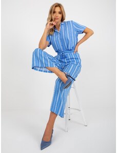 Fashionhunters Μπλε παντελόνι palazzo από ύφασμα βισκόζης SUBLEVEL