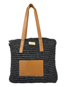 Bag to bag Τσάντα ψάθινη ώμου – 11551-5 - Μαύρο Μαύρο