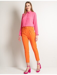INSHOES Μονόχρωμο παντελόνι με πιέτα και ζώνη Πορτοκαλί