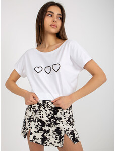 Fashionhunters Ασπρόμαυρο γυναικείο T-shirt με στάμπα Amor RUE PARIS