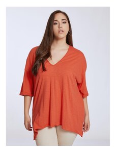 Celestino Βαμβακερή ασύμμετρη μπλούζα πορτοκαλι για Γυναίκα