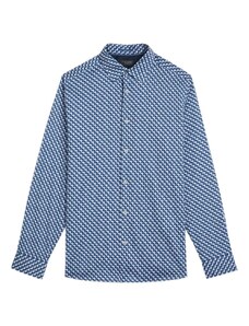 TED BAKER Πουκαμισο Barder Long Sleeve Stretch Geo Shirt 267819 dk-blue
