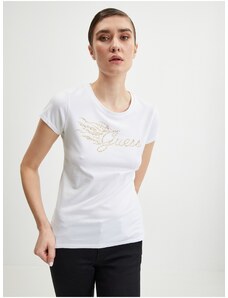 Λευκό Γυναικείο T-Shirt Guess Flame - Γυναικεία