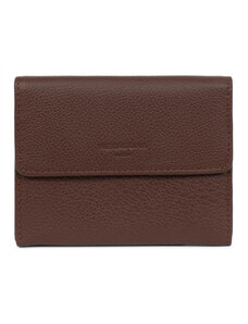 HEXAGONA Γυναικείο πορτοφόλι μεσαίο με κούμπωμα σε καφέ δέρμα BVF225NF - 227143-04