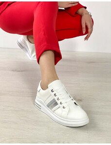INSHOES Sneakers με διχρωμία και λεπτομέρεια από strass Λευκό/Ασημί