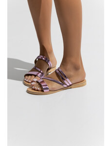 LOVEFASHIONPOINT Sandals Flat Γυναικεία Ροζ Καθρέφτης