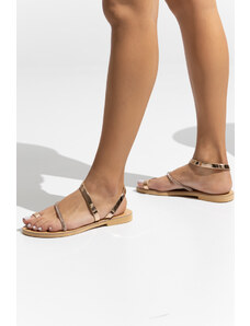 LOVEFASHIONPOINT Sandals Flat Γυναικεία Χάλκινα Καθρέφτης