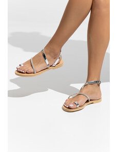 LOVEFASHIONPOINT Sandals Flat Γυναικεία Ασημί Καθρέφτης
