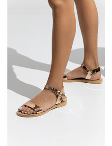 LOVEFASHIONPOINT Sandals Flat Γυναικεία Χάλκινα Καθρέφτης