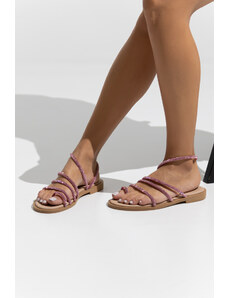 LOVEFASHIONPOINT Sandals Soft Γυναικεία Φούξια με Strass