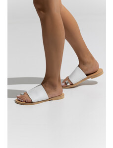 LOVEFASHIONPOINT Sandals Flat Γυναικεία Λευκά Δερμάτινα