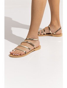 LOVEFASHIONPOINT Sandals Flat Γυναικεία Χρυσά Καθρέφτης