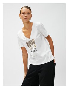 Koton T-Shirt - Λευκό - Κανονική εφαρμογή