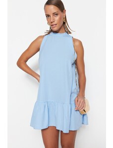 Trendyol μπλε μίνι υφαμένο ψηλό γιακά υφαμένο φόρεμα