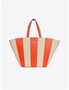 Μπεζ-Πορτοκαλί Γυναικεία Ριγέ Beach Bag Tommy Hilfiger - Γυναικεία