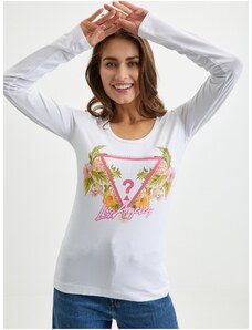 Λευκό Γυναικείο Μακρυμάνικο T-Shirt Guess - Γυναικεία