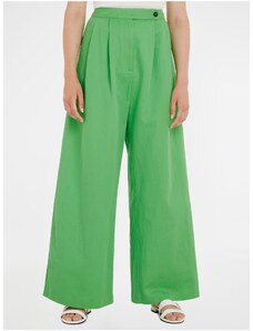 Ανοιχτό πράσινο γυναικείο φαρδύ παντελόνι με λινό Tommy Hilfiger - Ladies
