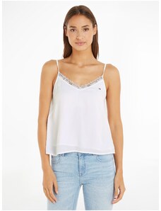 Tommy Hilfiger Λευκή Γυναικεία Μπλούζα με Δαντέλα Tommy Jeans Essential Lace Strappy - Γυναικεία