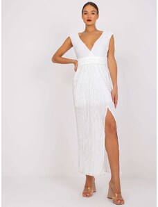 Fashionhunters Λευκό πλισέ βραδινό φόρεμα από την Ewelina