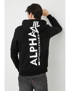 Μπλούζα Alpha Industries χρώμα μαύρο, με κουκούλα