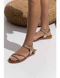 LOVEFASHIONPOINT Sandals Soft Γυναικεία Χάλκινα Δερμάτινα