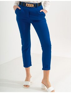 INSHOES Υφασμάτινο παντελόνι με ρεβέρ και ελαστική ζώνη Μπλε