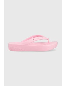 Σαγιονάρες Crocs Classic Platform Flip χρώμα: ροζ, 207714