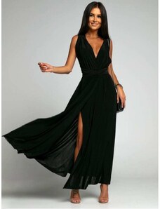 FASARDI Elegant black maxi dress with ties