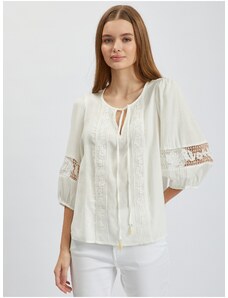 Orsay White Lady's Blouse with Lace - Γυναικεία