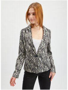 Orsay Λευκό-μαύρο γυναικείο σακάκι με σχέδια σε σουέτ φινίρισμα - Ladies