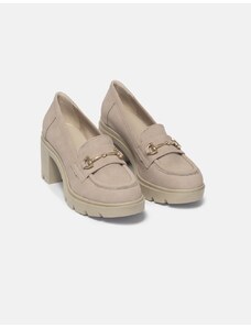INSHOES DESIGN Suede loafers με διακοσμητική αγκράφα Nude
