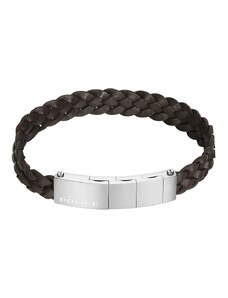 POLICE Bracelet Indy | Brown Leather - Silver Stainless Steel PEAGB0009502