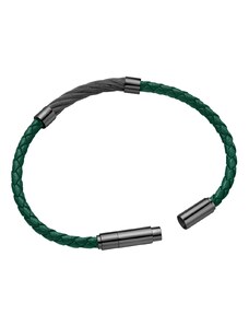 POLICE Bracelet Kingpinks | Green Leather - Anthracite Stainless Steel PEAGB0005450