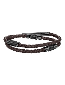 POLICE Bracelet Kingpinks | Brown Leather - Black Stainless Steel PEAGB0005429