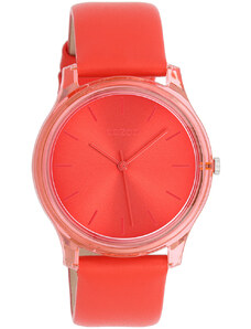 OOZOO Timepieces - C11142, Red case with Red Leather Strap