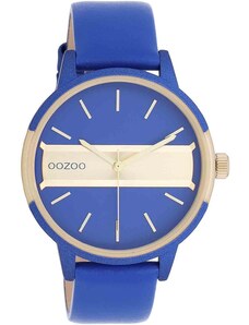 OOZOO Timepieces - C11154, Blue case with Blue Leather Strap