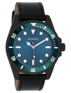 OOZOO Timepieces - C11118, Black case with Black Leather Strap