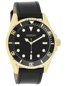 OOZOO Timepieces - C11115, Gold case with Black Leather Strap