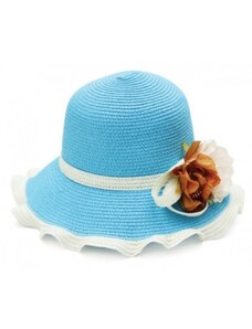 Καπέλο ψάθα γαλάζια λουλούδι 609 OEM