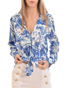 Twenty-29 Relaxed Fit Satin Shirt With Bow-Ocean Wave