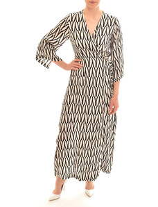 Lotus Eaters Waist Wrap Dress Patterned All Over-Off White/Black