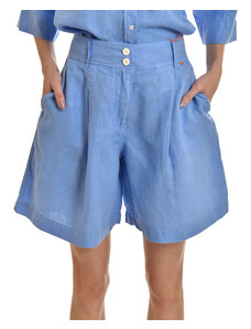 Boss Relaxed Fit Pure Linen Shorts-Open Blue