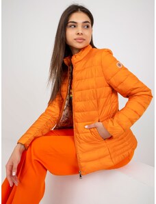 Fashionhunters Πορτοκαλί καπιτονέ μπουφάν χωρίς κουκούλα