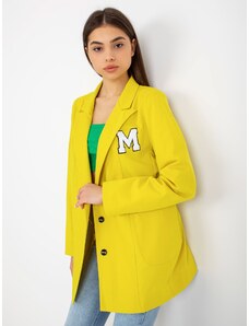 Fashionhunters Γυναικείο κίτρινο σακάκι με μπαλώματα