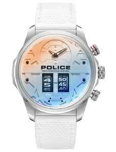 POLICE Rotorcrom - PEWJM0006506 Silver case with White Rubber Strap