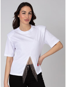 FREE WEAR Γυναικεία Μπλούζα με Βάτες - Άσπρο - 005004