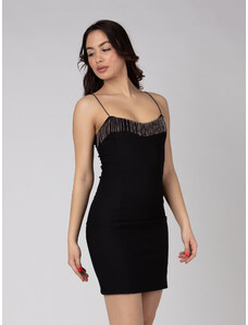 FREE WEAR Φόρεμα Γυναικείο με Λεπτή Ράντα - Μαύρο - 001005