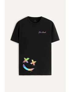 UnitedKind Holographic Smiley, T-Shirt σε μαύρο χρώμα
